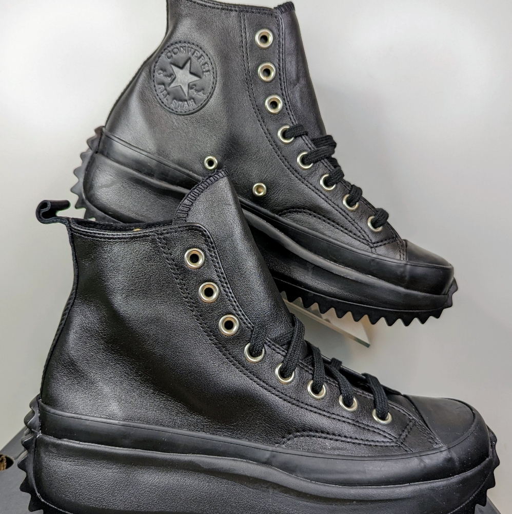 CONVERSE Black Leather Run Star Hike High-Top Sneakers